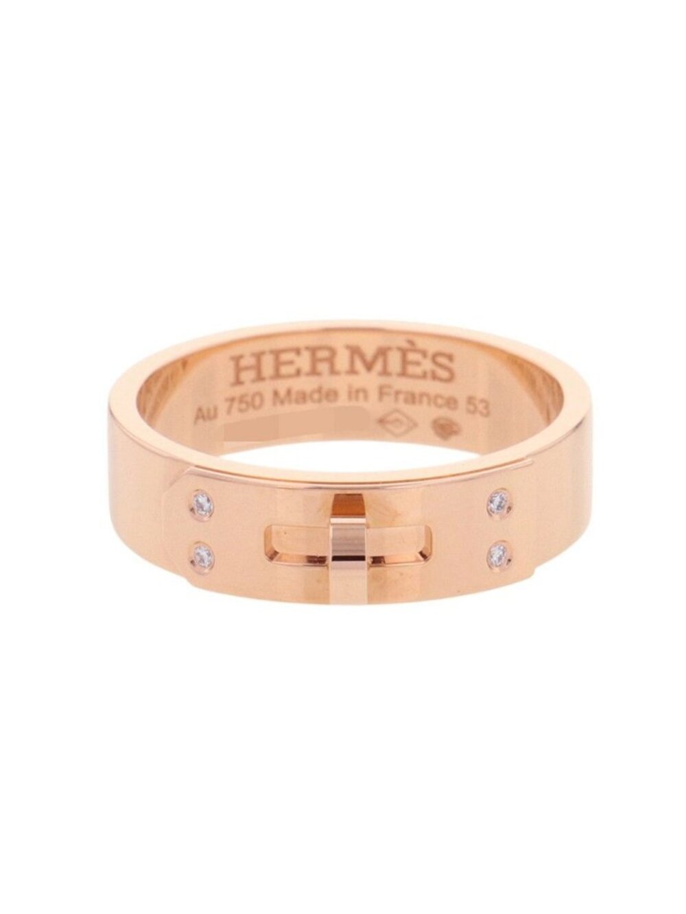 Hermes Ring Kelly PM Diamond Total 18k Pink Gold